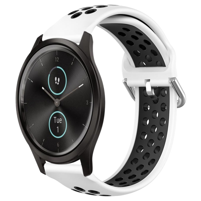 20mm Perforated Breathable Sports Silicone Watch Band, For Garmin VivoMove Style