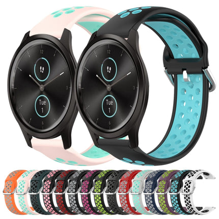 20mm Perforated Breathable Sports Silicone Watch Band, For Garmin VivoMove Style