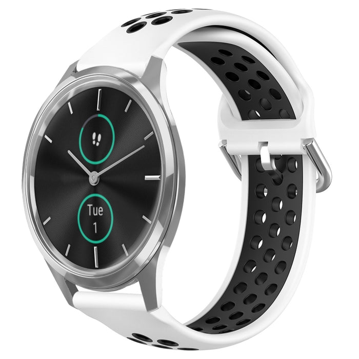 20mm Perforated Breathable Sports Silicone Watch Band, For Garmin VivoMove Luxe