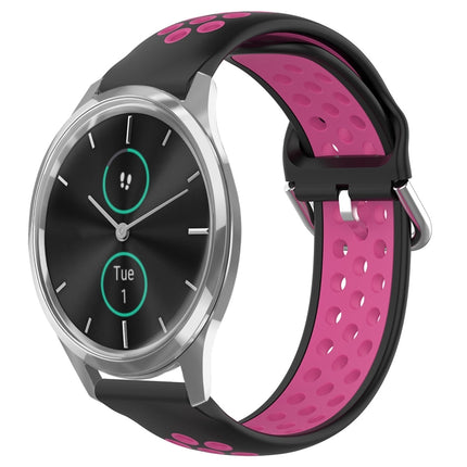 20mm Perforated Breathable Sports Silicone Watch Band, For Garmin VivoMove Luxe
