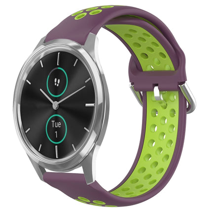 20mm Perforated Breathable Sports Silicone Watch Band, For Garmin VivoMove Luxe