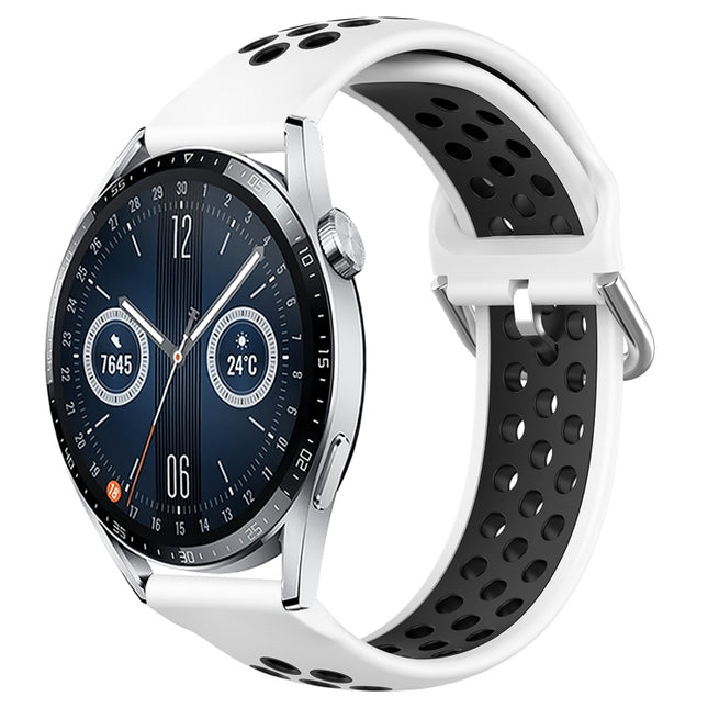 22mm Perforated Breathable Sports Silicone Watch Band, For Huawei Watch GT3 46mm