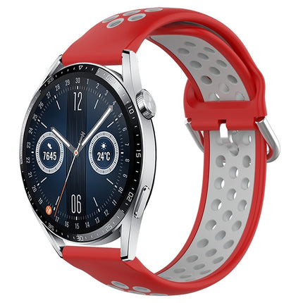 22mm Perforated Breathable Sports Silicone Watch Band, For Huawei Watch GT3 46mm