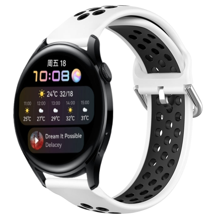 22mm Perforated Breathable Sports Silicone Watch Band, For Huawei Watch 3