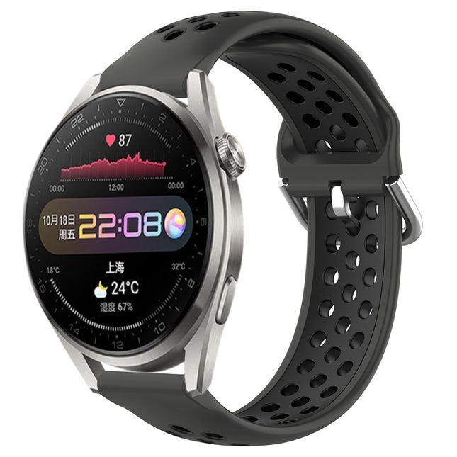 22mm Perforated Breathable Sports Silicone Watch Band, For Huawei Watch 3 Pro