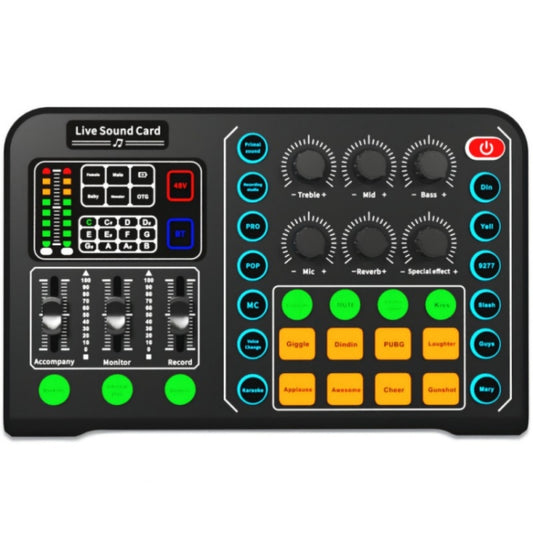 M6 Live Sound Card Multifunctional Wireless Voice Changer Broadcast Mixer, M6