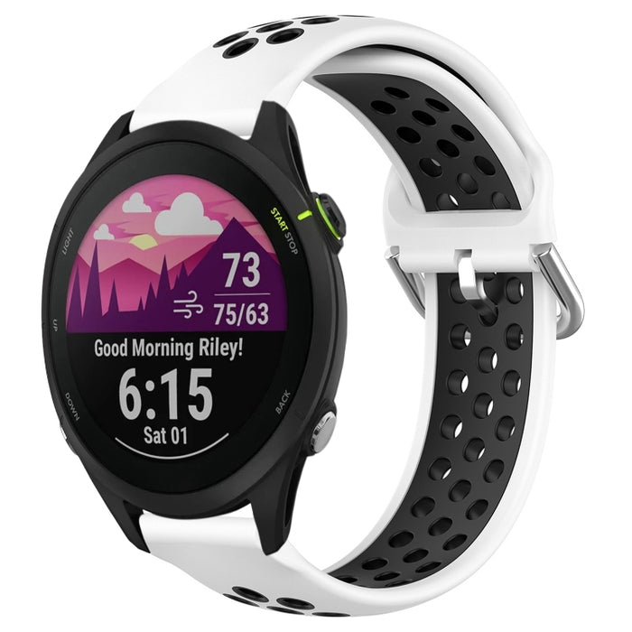 22mm Perforated Breathable Sports Silicone Watch Band, For Garmin Forerunner 255 Music