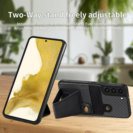 Carbon Fiber Wallet Flip Card K-shaped Holder Phone Case, For Samsung Galaxy S22 5G, For Samsung Galaxy S22+ 5G, For Samsung Galaxy S22 Ultra 5G, For Samsung Galaxy S21 5G