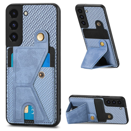 Carbon Fiber Wallet Flip Card K-shaped Holder Phone Case, For Samsung Galaxy S22 5G, For Samsung Galaxy S22+ 5G, For Samsung Galaxy S22 Ultra 5G, For Samsung Galaxy S21 5G