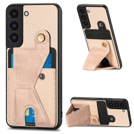 Carbon Fiber Wallet Flip Card K-shaped Holder Phone Case, For Samsung Galaxy S22 5G, For Samsung Galaxy S22+ 5G, For Samsung Galaxy S22 Ultra 5G, For Samsung Galaxy S21 5G
