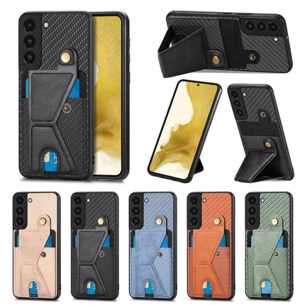 Carbon Fiber Wallet Flip Card K-shaped Holder Phone Case, For Samsung Galaxy S22 5G, For Samsung Galaxy S22+ 5G, For Samsung Galaxy S22 Ultra 5G, For Samsung Galaxy S21 5G