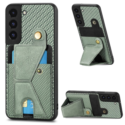 Carbon Fiber Wallet Flip Card K-shaped Holder Phone Case, For Samsung Galaxy S22 5G, For Samsung Galaxy S22+ 5G, For Samsung Galaxy S22 Ultra 5G, For Samsung Galaxy S21 5G