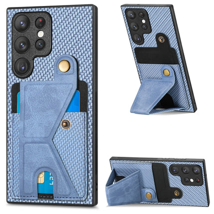 Carbon Fiber Wallet Flip Card K-shaped Holder Phone Case, For Samsung Galaxy S22 5G, For Samsung Galaxy S22+ 5G, For Samsung Galaxy S22 Ultra 5G, For Samsung Galaxy S21 5G
