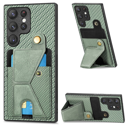 Carbon Fiber Wallet Flip Card K-shaped Holder Phone Case, For Samsung Galaxy S22 5G, For Samsung Galaxy S22+ 5G, For Samsung Galaxy S22 Ultra 5G, For Samsung Galaxy S21 5G
