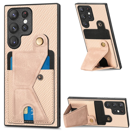 Carbon Fiber Wallet Flip Card K-shaped Holder Phone Case, For Samsung Galaxy S22 5G, For Samsung Galaxy S22+ 5G, For Samsung Galaxy S22 Ultra 5G, For Samsung Galaxy S21 5G