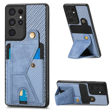 Carbon Fiber Wallet Flip Card K-shaped Holder Phone Case, For Samsung Galaxy S21+ 5G, For Samsung Galaxy S21 Ultra 5G, For Samsung Galaxy S20 FE, For Samsung Galaxy A50