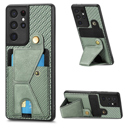 Carbon Fiber Wallet Flip Card K-shaped Holder Phone Case, For Samsung Galaxy S21+ 5G, For Samsung Galaxy S21 Ultra 5G, For Samsung Galaxy S20 FE, For Samsung Galaxy A50