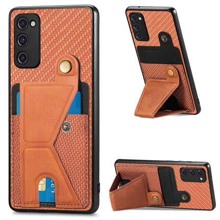 Carbon Fiber Wallet Flip Card K-shaped Holder Phone Case, For Samsung Galaxy S21+ 5G, For Samsung Galaxy S21 Ultra 5G, For Samsung Galaxy S20 FE, For Samsung Galaxy A50