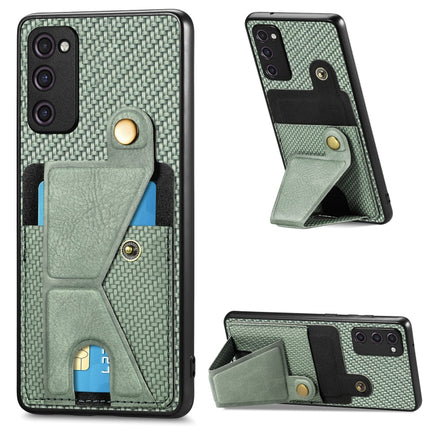 Carbon Fiber Wallet Flip Card K-shaped Holder Phone Case, For Samsung Galaxy S21+ 5G, For Samsung Galaxy S21 Ultra 5G, For Samsung Galaxy S20 FE, For Samsung Galaxy A50