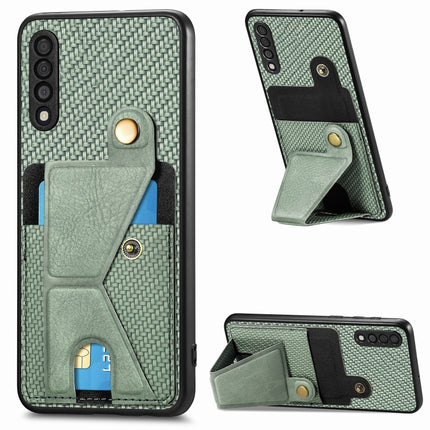 Carbon Fiber Wallet Flip Card K-shaped Holder Phone Case, For Samsung Galaxy S21+ 5G, For Samsung Galaxy S21 Ultra 5G, For Samsung Galaxy S20 FE, For Samsung Galaxy A50