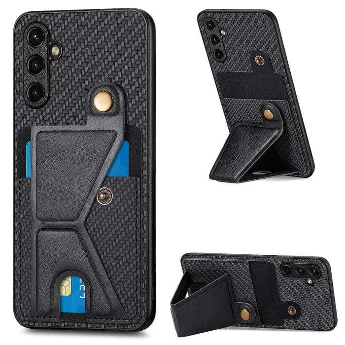 Carbon Fiber Wallet Flip Card K-shaped Holder Phone Case, For Samsung Galaxy A14 5G, For Samsung Galaxy A13  5G, For Samsung Galaxy A13 4G, For Samsung Galaxy A04 4G