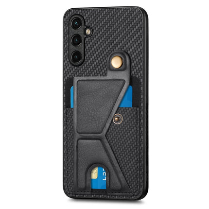 Carbon Fiber Wallet Flip Card K-shaped Holder Phone Case, For Samsung Galaxy A14 5G, For Samsung Galaxy A13  5G, For Samsung Galaxy A13 4G, For Samsung Galaxy A04 4G