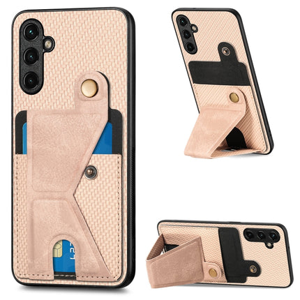 Carbon Fiber Wallet Flip Card K-shaped Holder Phone Case, For Samsung Galaxy A14 5G, For Samsung Galaxy A13  5G, For Samsung Galaxy A13 4G, For Samsung Galaxy A04 4G