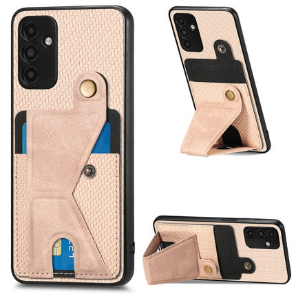 Carbon Fiber Wallet Flip Card K-shaped Holder Phone Case, For Samsung Galaxy A14 5G, For Samsung Galaxy A13  5G, For Samsung Galaxy A13 4G, For Samsung Galaxy A04 4G