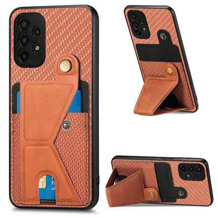 Carbon Fiber Wallet Flip Card K-shaped Holder Phone Case, For Samsung Galaxy A14 5G, For Samsung Galaxy A13  5G, For Samsung Galaxy A13 4G, For Samsung Galaxy A04 4G