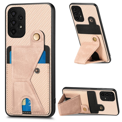 Carbon Fiber Wallet Flip Card K-shaped Holder Phone Case, For Samsung Galaxy A14 5G, For Samsung Galaxy A13  5G, For Samsung Galaxy A13 4G, For Samsung Galaxy A04 4G
