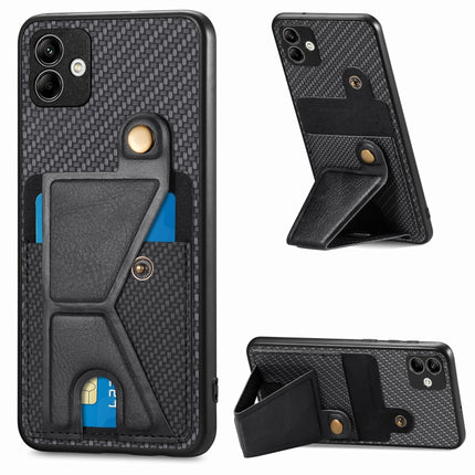 Carbon Fiber Wallet Flip Card K-shaped Holder Phone Case, For Samsung Galaxy A14 5G, For Samsung Galaxy A13  5G, For Samsung Galaxy A13 4G, For Samsung Galaxy A04 4G