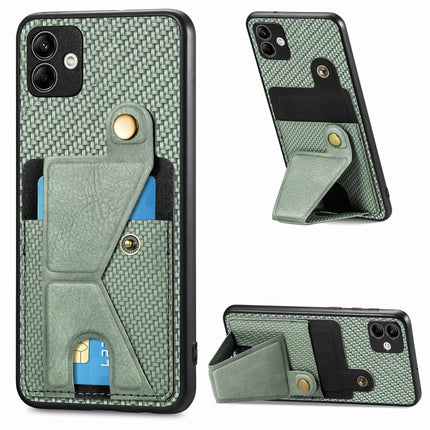 Carbon Fiber Wallet Flip Card K-shaped Holder Phone Case, For Samsung Galaxy A14 5G, For Samsung Galaxy A13  5G, For Samsung Galaxy A13 4G, For Samsung Galaxy A04 4G