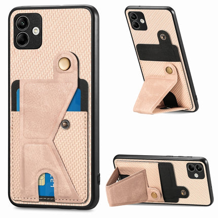 Carbon Fiber Wallet Flip Card K-shaped Holder Phone Case, For Samsung Galaxy A14 5G, For Samsung Galaxy A13  5G, For Samsung Galaxy A13 4G, For Samsung Galaxy A04 4G