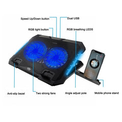 S900 Dual USB Ports Adjustable Height RGB Laptop Cooling Pad Stand, S900