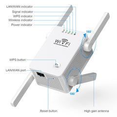 U8 300Mbps Wireless WiFi Repeater Extender Router Wi-Fi Signal Amplifier WiFi Booster, US Plug, EU Plug