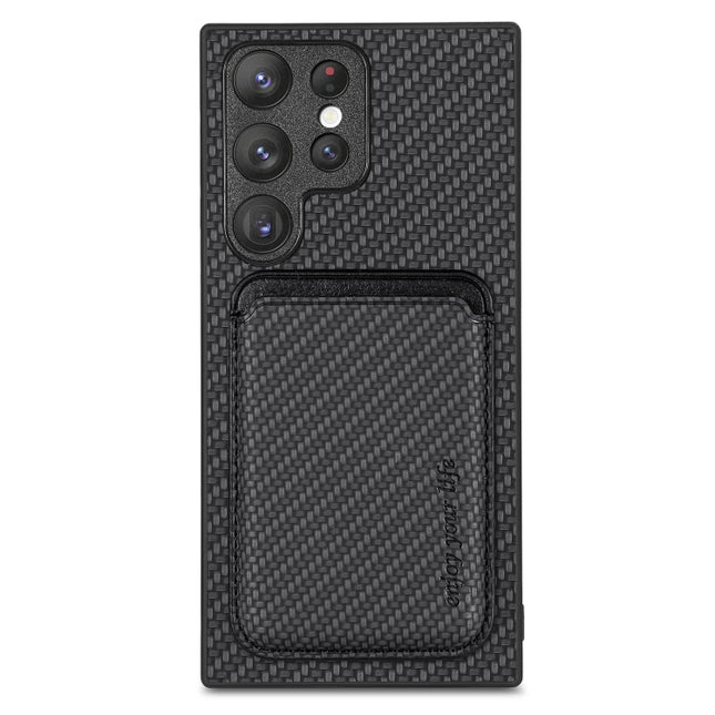 Carbon Fiber Leather Card Magsafe Magnetic Phone Case, For Samsung Galaxy S22 5G, For Samsung Galaxy S22+ 5G, For Samsung Galaxy S22 Ultra 5G, For Samsung Galaxy S21 5G