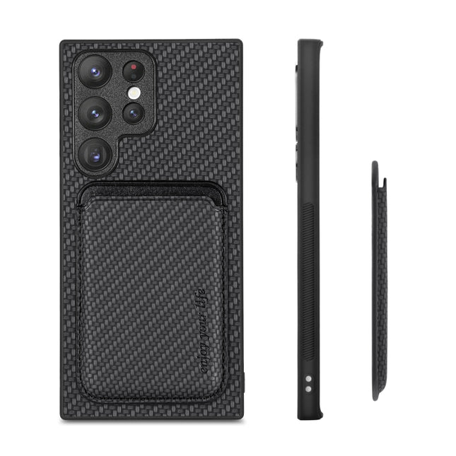 Carbon Fiber Leather Card Magsafe Magnetic Phone Case, For Samsung Galaxy S22 5G, For Samsung Galaxy S22+ 5G, For Samsung Galaxy S22 Ultra 5G, For Samsung Galaxy S21 5G