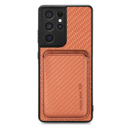 Carbon Fiber Leather Card Magsafe Magnetic Phone Case, For Samsung Galaxy S21+ 5G, For Samsung Galaxy S21 Ultra 5G, For Samsung Galaxy S21 FE 5G, For Samsung Galaxy S20 FE