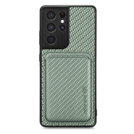 Carbon Fiber Leather Card Magsafe Magnetic Phone Case, For Samsung Galaxy S21+ 5G, For Samsung Galaxy S21 Ultra 5G, For Samsung Galaxy S21 FE 5G, For Samsung Galaxy S20 FE