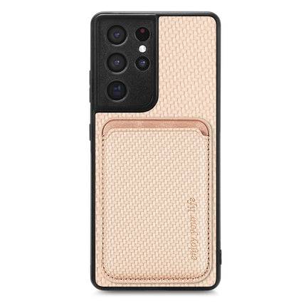 Carbon Fiber Leather Card Magsafe Magnetic Phone Case, For Samsung Galaxy S21+ 5G, For Samsung Galaxy S21 Ultra 5G, For Samsung Galaxy S21 FE 5G, For Samsung Galaxy S20 FE