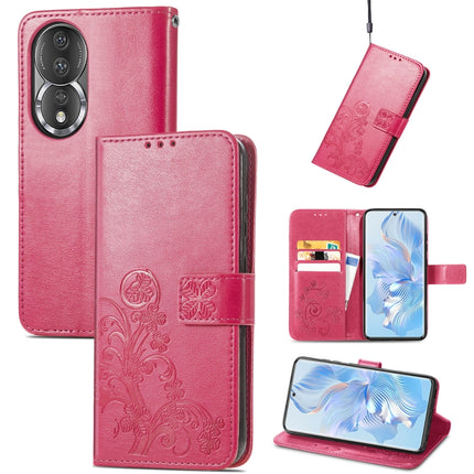 Four-leaf Clasp Embossed Leather Phone Case, For Honor X8A, For Honor X7a, For Honor 80