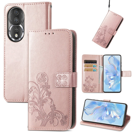 Four-leaf Clasp Embossed Leather Phone Case, For Honor X8A, For Honor X7a, For Honor 80