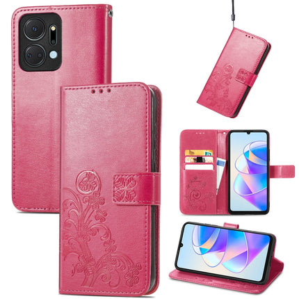 Four-leaf Clasp Embossed Leather Phone Case, For Honor X8A, For Honor X7a, For Honor 80
