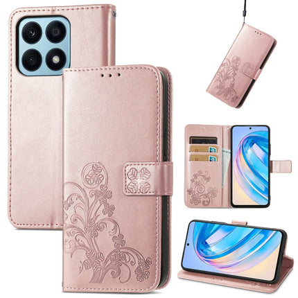 Four-leaf Clasp Embossed Leather Phone Case, For Honor X8A, For Honor X7a, For Honor 80
