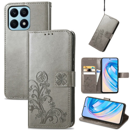 Four-leaf Clasp Embossed Leather Phone Case, For Honor X8A, For Honor X7a, For Honor 80