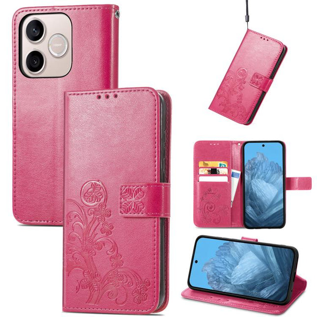 Four-leaf Clasp Embossed Leather Phone Case, For Honor 600 Lite Global, For Honor X9b, For Honor X6A, For Honor  X50