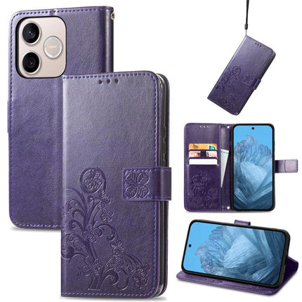 Four-leaf Clasp Embossed Leather Phone Case, For Honor 600 Lite Global, For Honor X9b, For Honor X6A, For Honor  X50