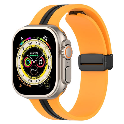 Magnetic Clasp Two-Color Silicone Watch Band, For Apple Watch Ultra 49mm, For Apple Watch Series 8&7 45mm