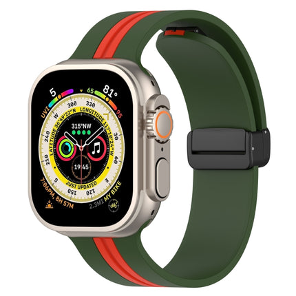 Magnetic Clasp Two-Color Silicone Watch Band, For Apple Watch Ultra 49mm, For Apple Watch Series 8&7 45mm