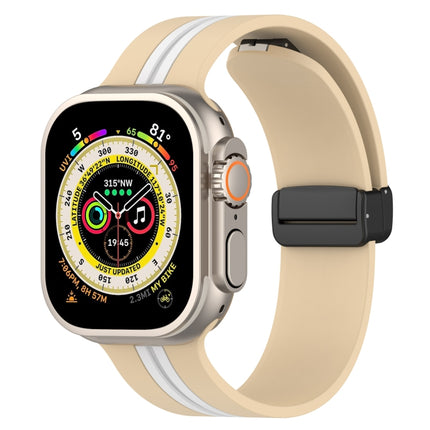 Magnetic Clasp Two-Color Silicone Watch Band, For Apple Watch Ultra 49mm, For Apple Watch Series 8&7 45mm